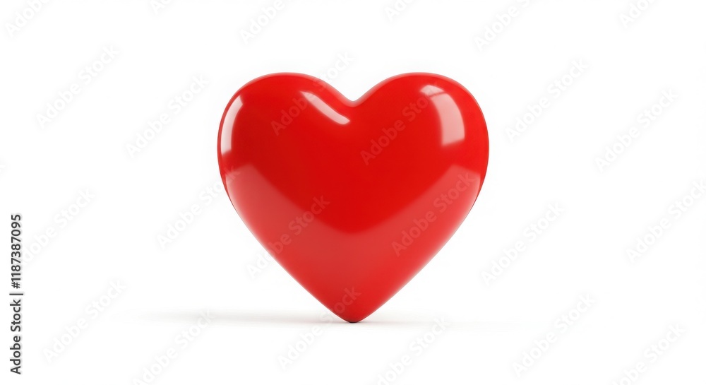 Shiny red 3D heart shape isolated on a clean white background Shiny red 3D heart shape isolated on a clean white background