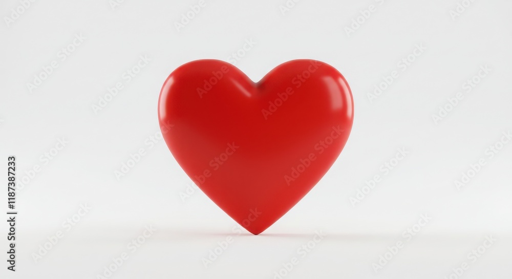 Shiny red 3D heart shape isolated on a clean white background Shiny red 3D heart shape isolated on a clean white background
