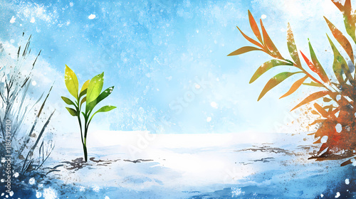 sapling near thawed frozen