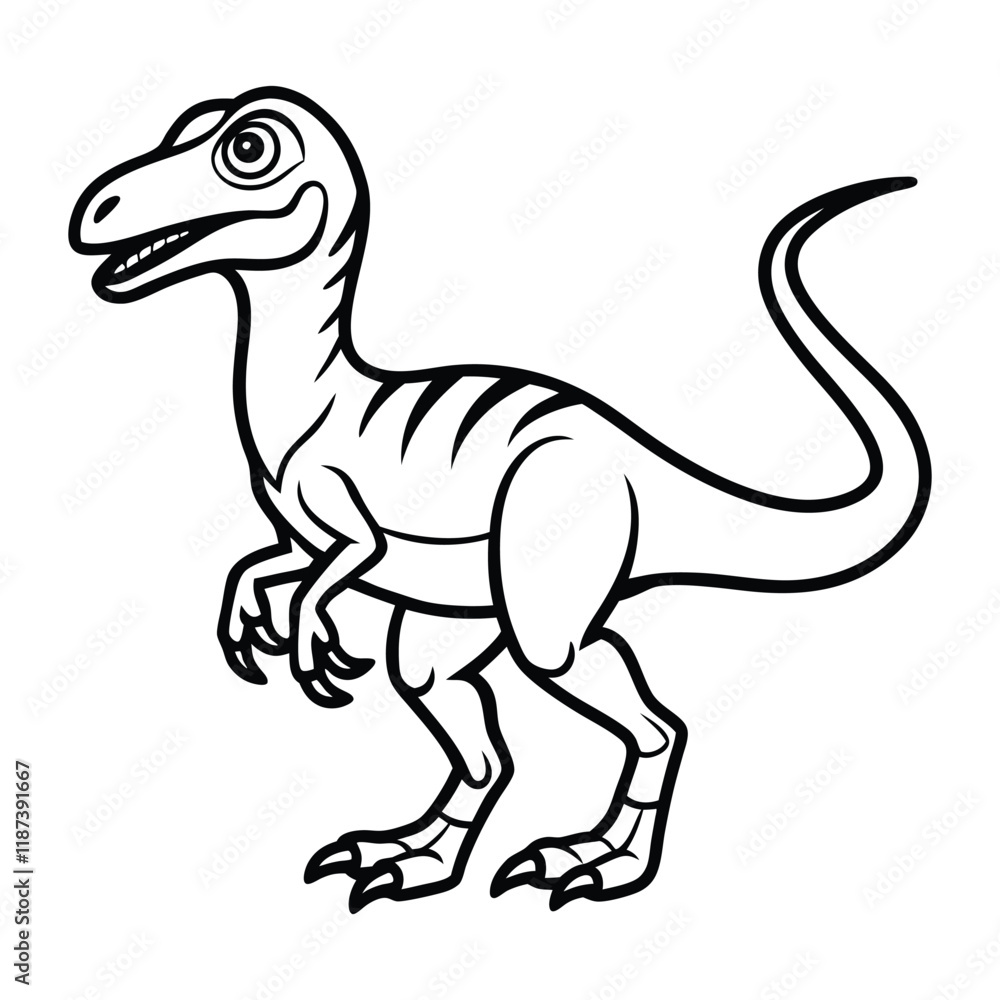 Fototapeta premium Elegant Velociraptor Line Art