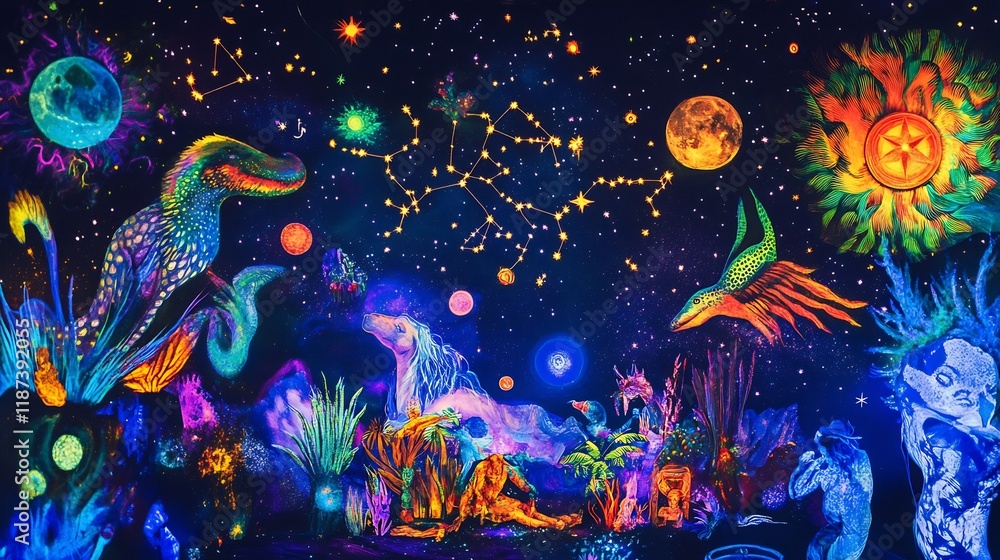 Vibrant scene of astrology forecasts highlighting cosmic intuition planetary influences Vibrant scene of astrology forecasts highlighting cosmic intuition planetary influences