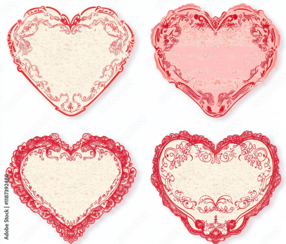 Set of ornate heart frames .
Set of ornate heart frames .