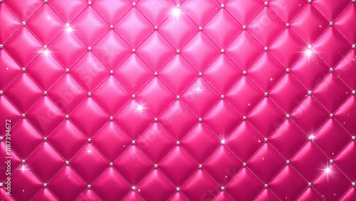 Pink Diamond-Quilted Upholstery with Sparkles