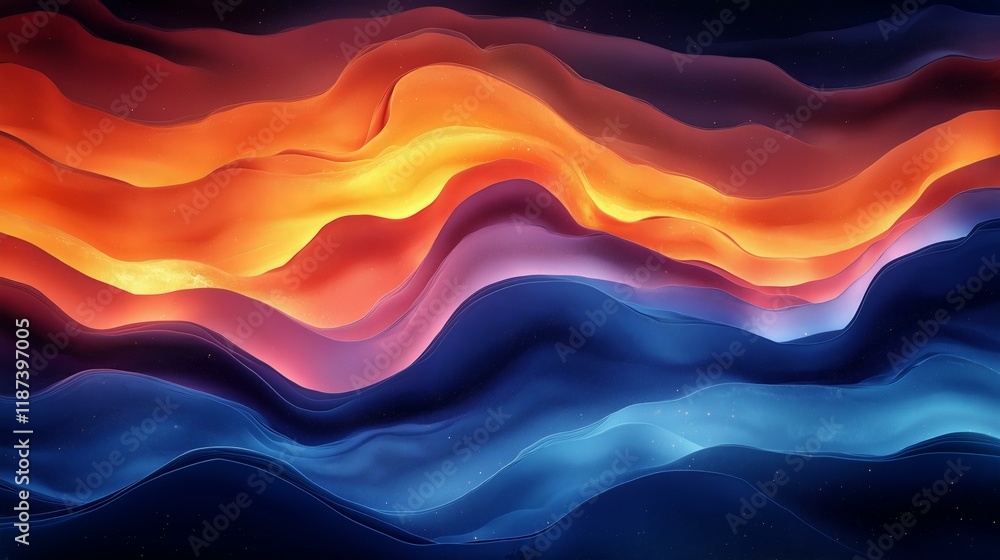 Fototapeta premium Vibrant abstract waves in fiery and cool tones