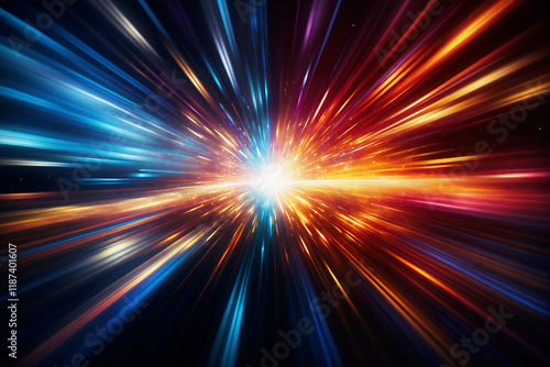 Abstract Speed Lines with Motion Blur and Colorful Light Streaks