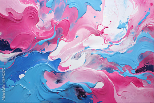 Realistic Blue, Pink, and Purple Liquid Motion in Artistic Design