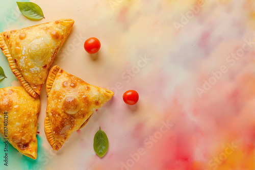 Somusa on a Soft Watercolor Background - Artistic Food Photography