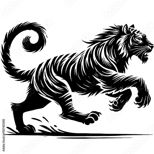 Wallpaper Mural art and illustration, logo, icon, run tiger vector black and white Torontodigital.ca