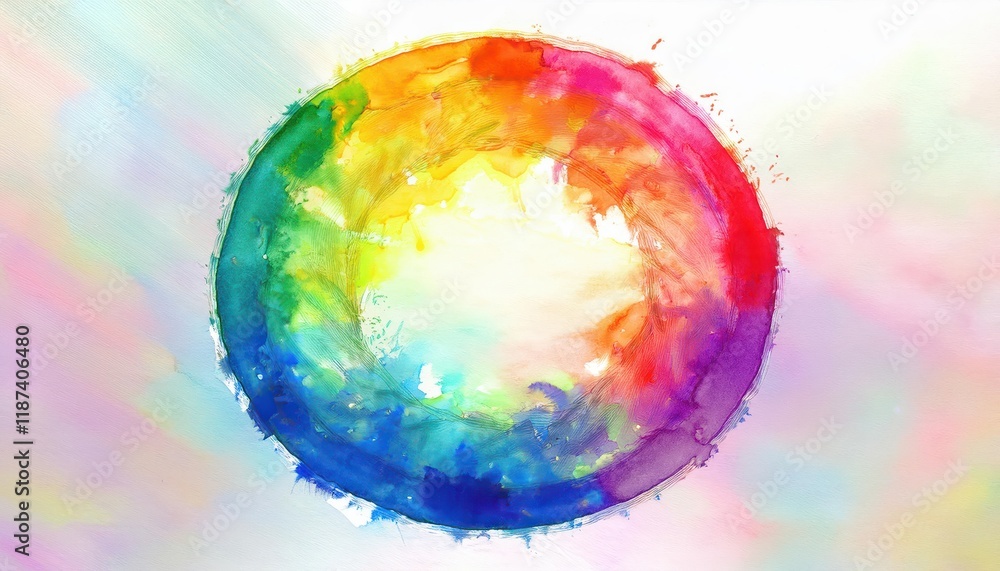 Obraz premium Vivid Watercolor Circles A Whimsical Blend of Colors and Shapes Creating an Enchanting Scene