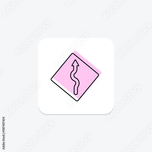 Winding Arrow color shadow thinline icon , vector, pixel perfect, illustrator file