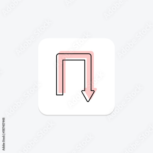 Turn Down color shadow thinline icon , vector, pixel perfect, illustrator file