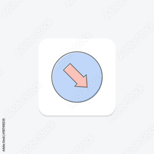 Down Right Arrow lineal color icon , vector, pixel perfect, illustrator file photo