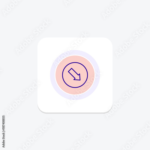 Down Right Arrow color circle icon , vector, pixel perfect, illustrator file photo