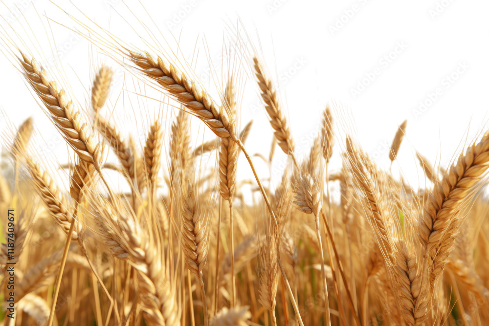 Golden wheat sways under a clear blue sky at harvest time in a rural field Golden wheat sways under a clear blue sky at harvest time in a rural field