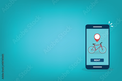 Bicycle rent or sharing bike application on a mobile phone. Vector illustration.	