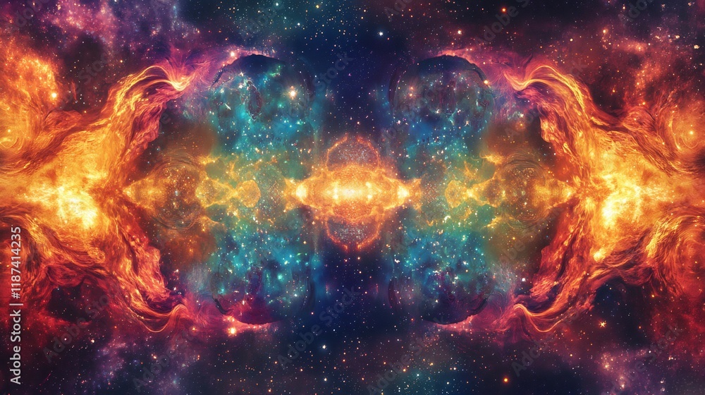 Fototapeta premium Dazzling representation of stellar alignments embodying cosmic intelligence divine symmetry radiant celestial designs
