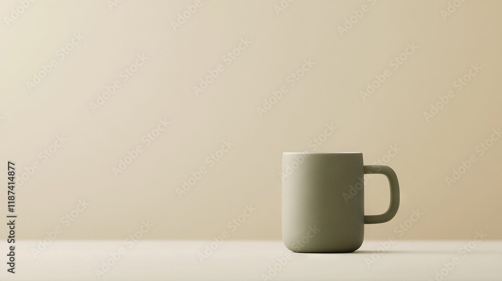 Coffee cup on table with white walls in background Coffee cup on table with white walls in background