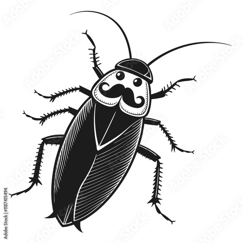mustachioed-cockroach-silhouette-vector-illustrati