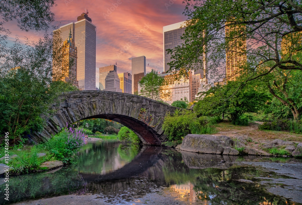 Fototapeta premium Gapstow Bridge in Central Park, summer