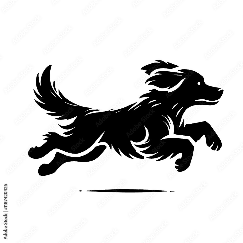 Obraz premium art and illustration, logo, icon, run dog vector black and white
