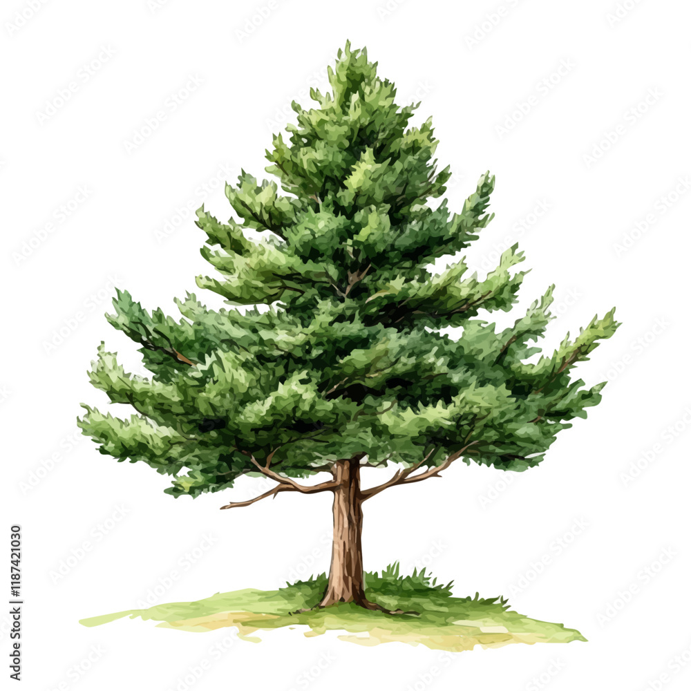 A watercolor painting of a yew tree, isolated on a white background. Yew tree vector.
A watercolor painting of a yew tree, isolated on a white background. Yew tree vector.