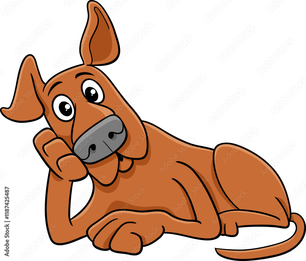 funny cartoon brown dog animal character