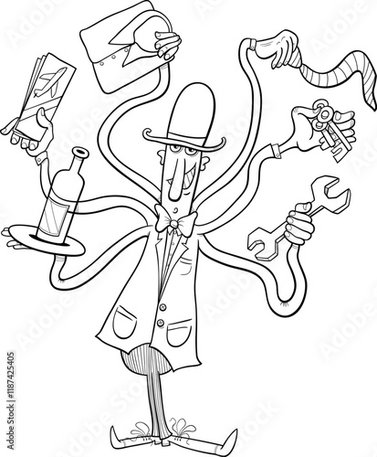 cartoon concierge or personal assistant character coloring page