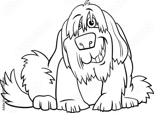 funny cartoon shaggy dog animal character coloring page