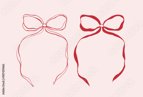 Cherry bow whimsical vector hand drawn illustration