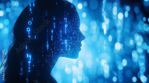 An enchanting depiction of AI's visualization inside a human head, illustrating the symbiotic blend of technology and humanity.