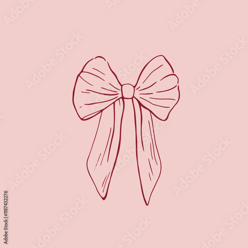 Cherry bow whimsical vector hand drawn illustration