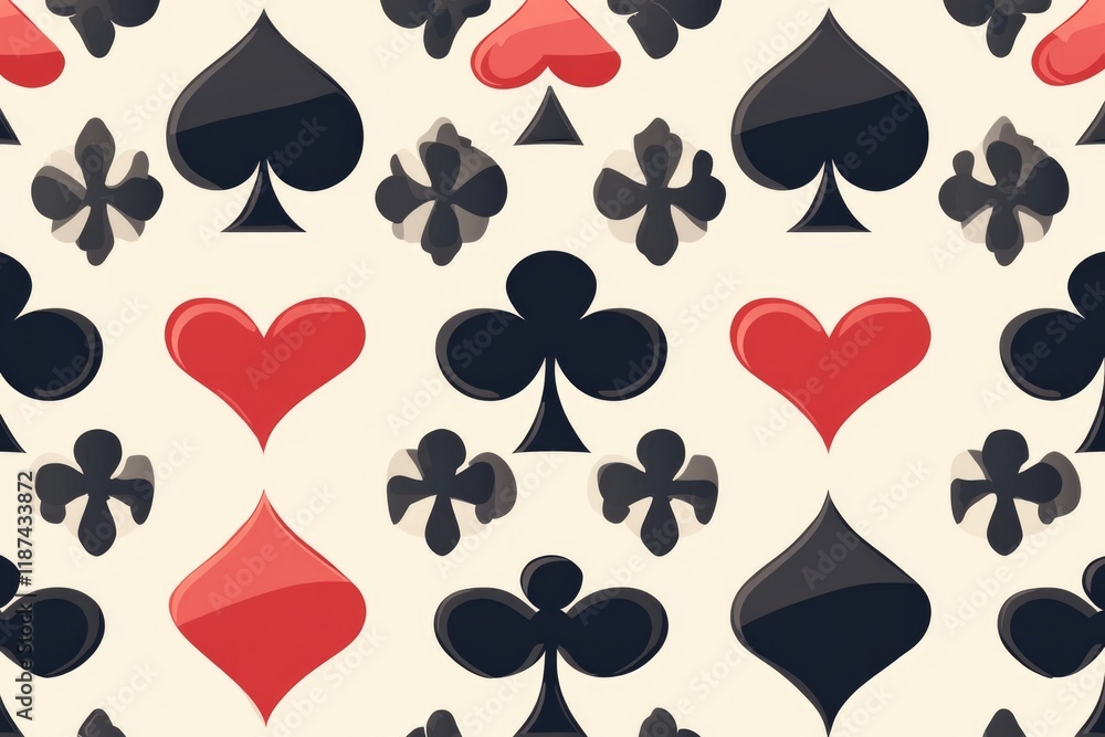 Fototapeta premium A close-up shot of a card game pattern featuring hearts and spades
