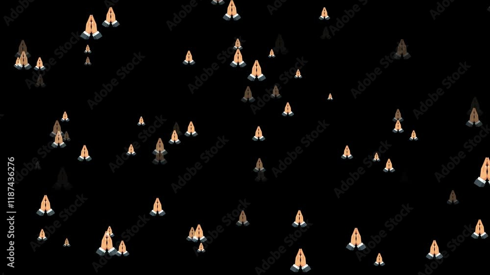 Folded Hand Animation Folded Hands Emojis in Animated Motion on Dark Backdrop, Smooth ...