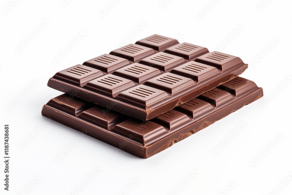 Delicious chocolate bars stacked together on a plain background, showcasing the rich texture and design of the chocolate Delicious chocolate bars stacked together on a plain background, showcasing the rich texture and design of the chocolate