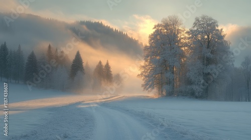 ground fog in ehrwald austria photo