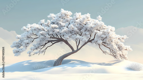 Snowcap or snowdrift, snowy covering for tree. Stardrift. Illustration photo