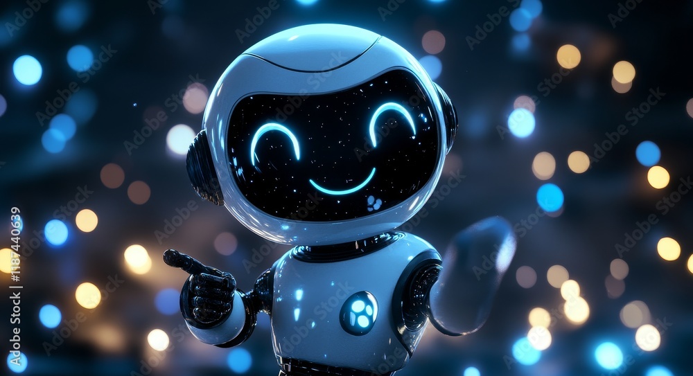 A delightful, cuddly stock robot. The dialogue between humans and robots and the notion of machine learning. A delightful, cuddly stock robot. The dialogue between humans and robots and the notion of machine learning.