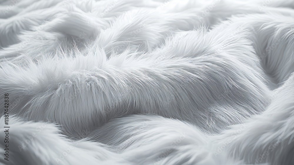 Obraz premium Close-Up of Soft, Fluffy White Fur Texture, Delicate, Cozy, Warm, Natural Beauty