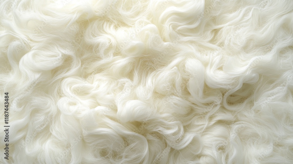 Close-Up of Soft, Fluffy White Fur Texture, Delicate, Cozy, Warm, Natural Beauty