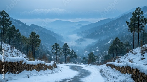 murree nathia gali pakistan january 12 2018 a distant view of himalayan mountain range between the pakistani towns of murree and nathia gali both towns are popular tourist spots