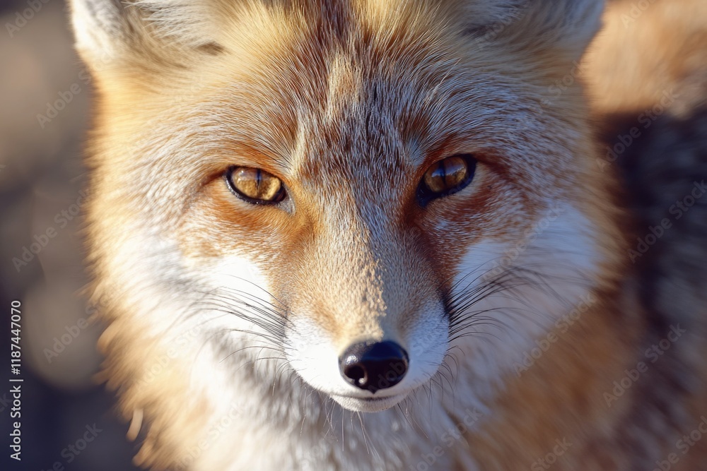 Close-up shot of a fox's face with blurred background Close-up shot of a fox's face with blurred background