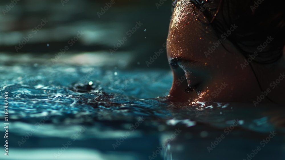 Obraz premium A close-up view of a person swimming in a pool