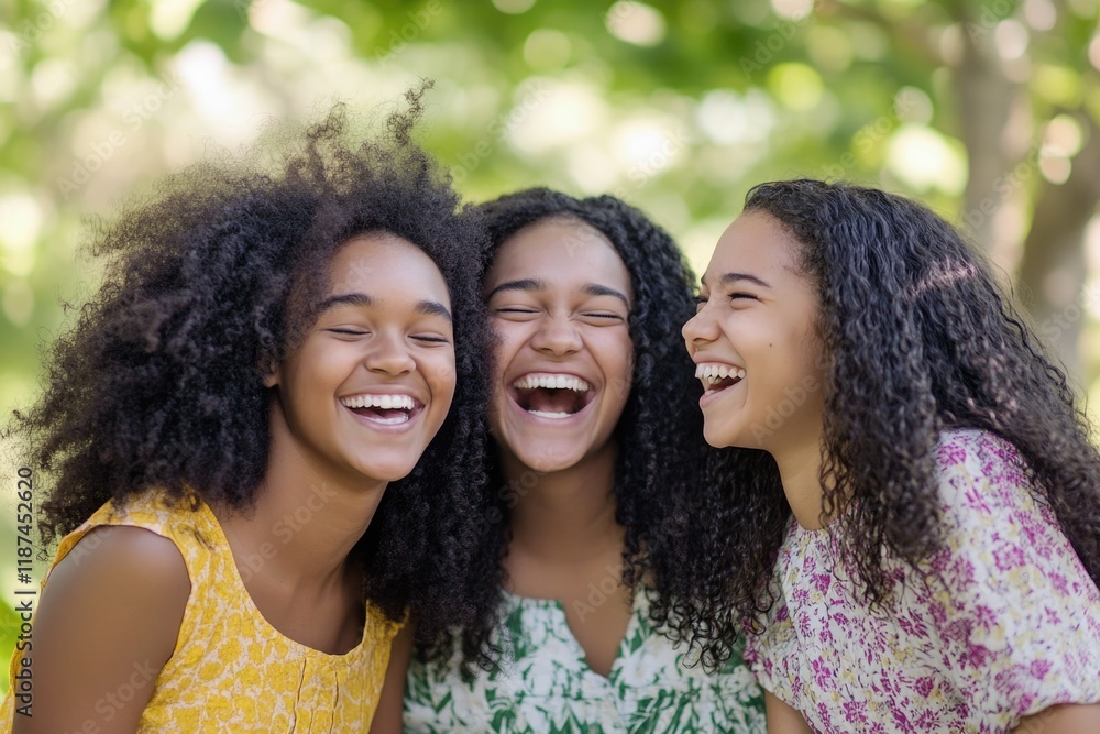 Obraz premium A group of smiling young women enjoying each other's company