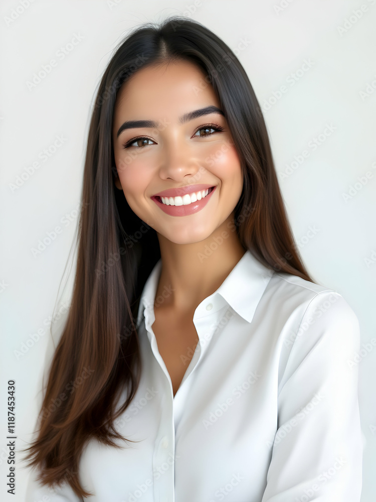 Empowered latina entrepreneur, smiling, office shirt, confident, businesswoman, happy look. Empowered latina entrepreneur, smiling, office shirt, confident, businesswoman, happy look.
