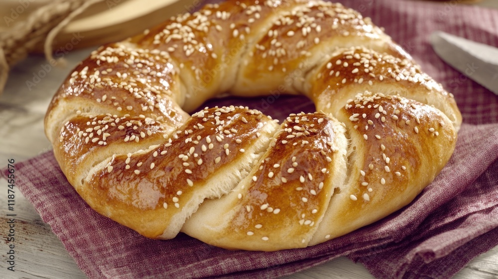 A close-up view of a pastry on a napkin, ideal for use in food photography or as a decorative element A close-up view of a pastry on a napkin, ideal for use in food photography or as a decorative element