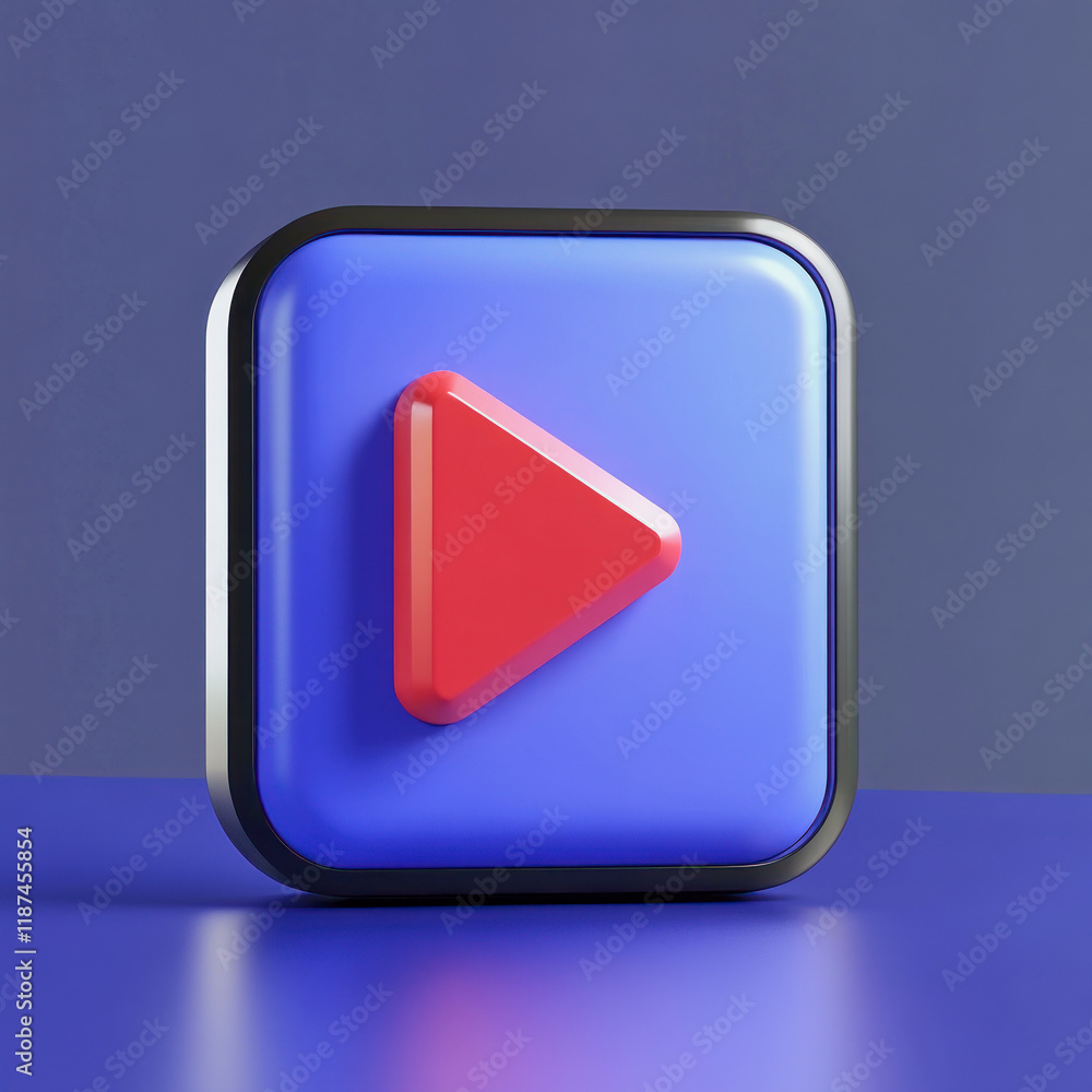 Colorful play icon symbol representing digital media in a modern setting Colorful play icon symbol representing digital media in a modern setting