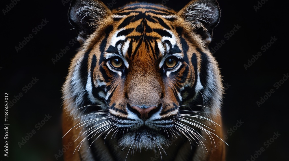 Fototapeta premium tiger close up stock image isolated on a white background tiger