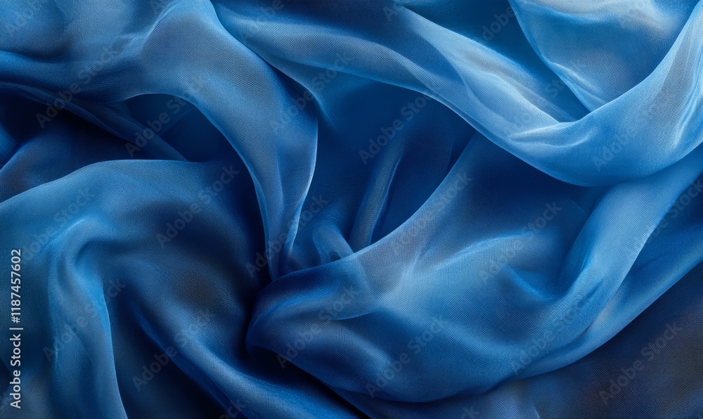 Obraz premium Abstract Blue Waves Flowing Fabric Texture
