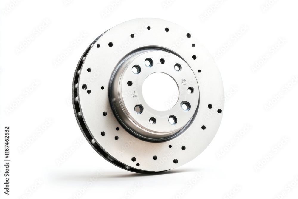 Close up shot of a brake disc on a white background, ideal for automotive or mechanical illustration Close up shot of a brake disc on a white background, ideal for automotive or mechanical illustration