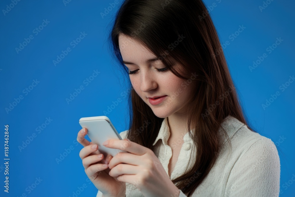 A person examining their smartphone, possibly texting or browsing A person examining their smartphone, possibly texting or browsing